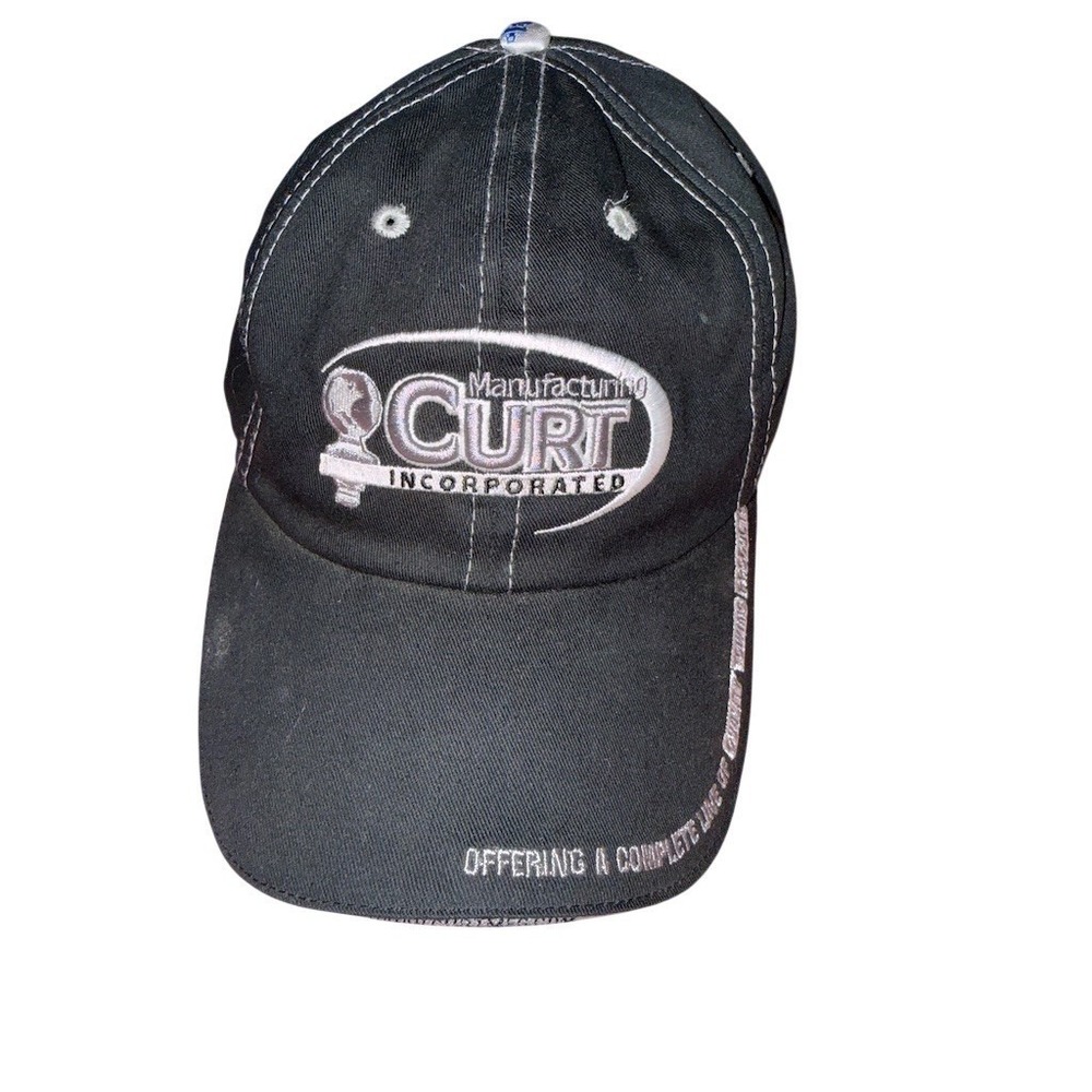 CURT Baseball Cap Hat Mens One Size Black Logo‎ Adjustable Strapback